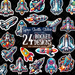 Cartoon Rocket SVG | Projekt motywu kosmicznego | Zabawny obcy PNG | Kolorowy projekt sublimacji naklejki wahadłowca | Pobierz uroczy statek kosmiczny