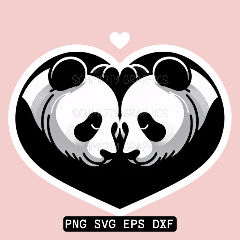 Panda SVG Heart Design Clipart Animal Kid Room Decor Sublimation PNG ...