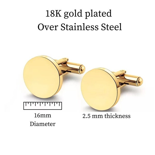 Gold Stainless steel cufflinks blank, stamping blanks, engravable Jewelry Findings, Jewelry Supply, Blank Cuff Links, Diy Cufflinks