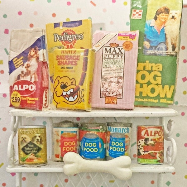 Dollhouse Dog Food | Dollhouse Dog Bowls | Miniature Dog Food Container | Dollhouse Pet Bowls | Miniature Pet Store | 1:12 Scale