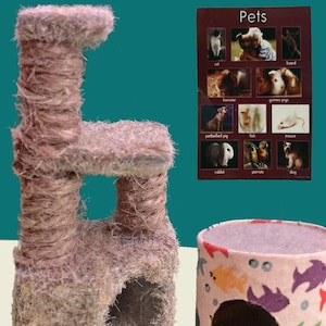 Dollhouse Cat Tree | Dollhouse Cat Condo | Miniature Cat Tree | Dollhouse Cat Supplies | Miniature Pets | Dollhouse Pet Supplies| 1:12 Scale