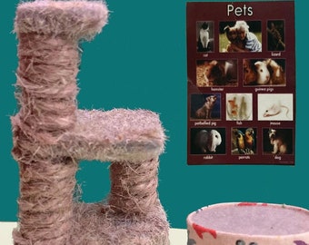 Dollhouse Cat Tree | Dollhouse Cat Condo | Miniature Cat Tree | Dollhouse Cat Supplies | Miniature Pets | Dollhouse Pet Supplies| 1:12 Scale