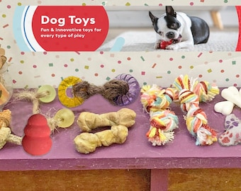 Dollhouse Dog Toys | Miniature Dog Toys | Dollhouse Dog Supplies | Miniature Pet Store | Dollhouse Pet Supplies | 1:12 Scale