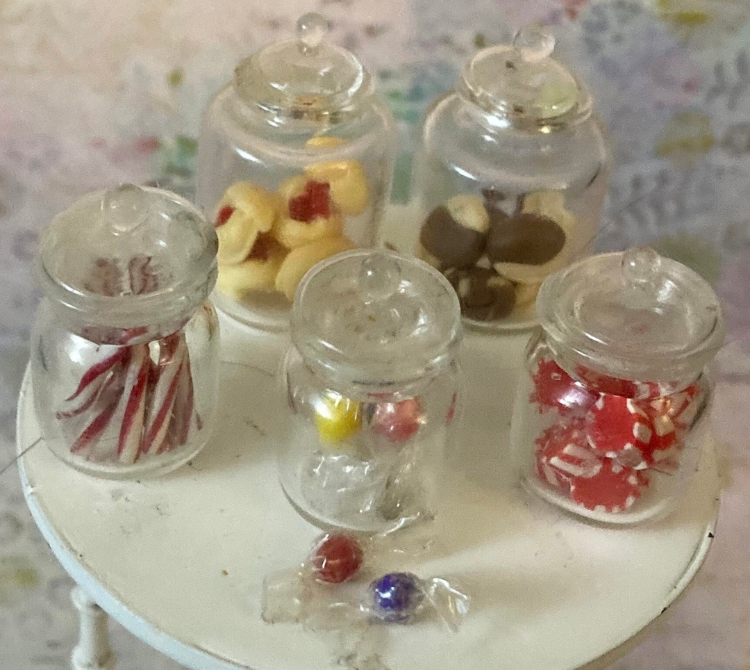 Dollhouse Candy in Glass Jars Miniature Candies Miniature Cookies in