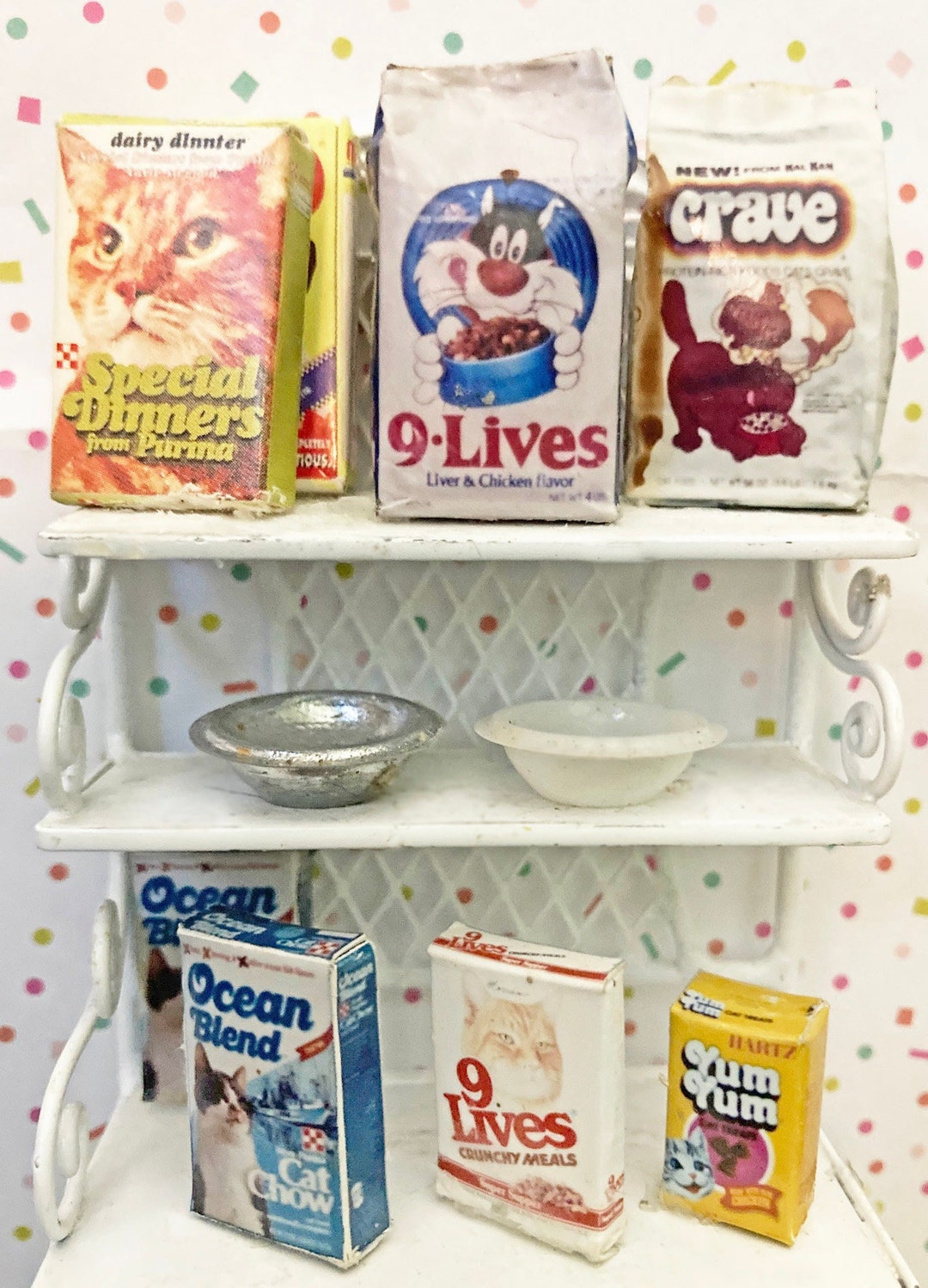Dollhouse Cat Food Dollhouse Cat Bowls Miniature Cat Food Miniature Cat