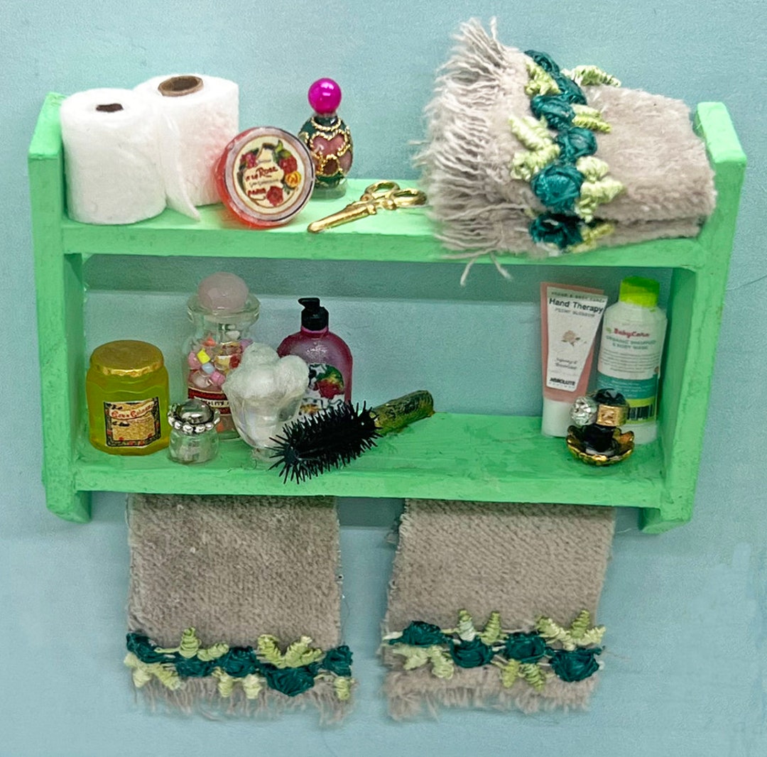 Dollhouse Bathroom Shelf 2 Level Miniature Bathroom Shelf Dollhouse