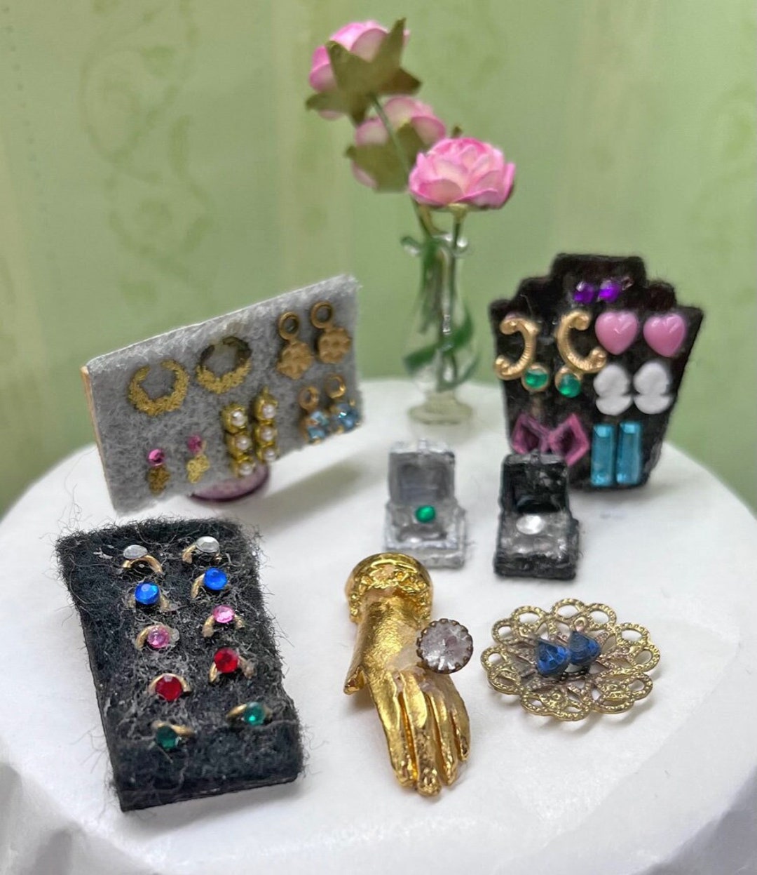 Dollhouse Ring & Earring Boutique Miniature OOAK Jewelry Dollhouse