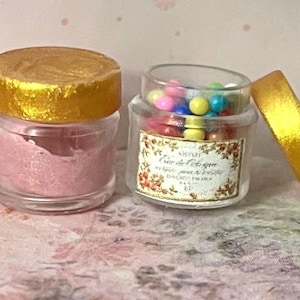 Dollhouse Make Up and Skin Care Jars - Filled | Miniature Makeup | Dollhouse Bath | Dollhouse Skin Care | Dollhouse Soap | 1:6 Scale