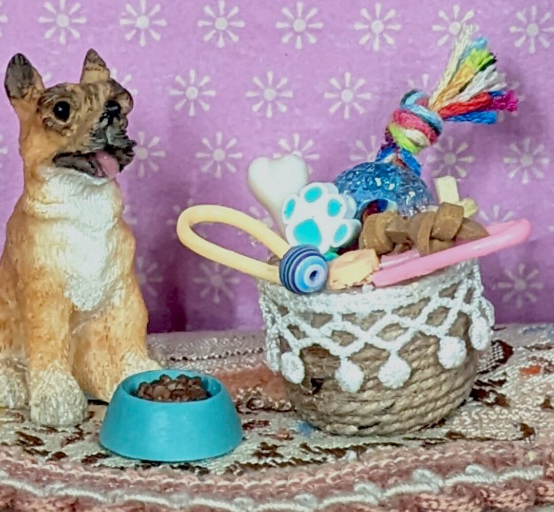 Dollhouse Dog Toy Basket Miniature Dog Toys Dollhouse Dog Etsy