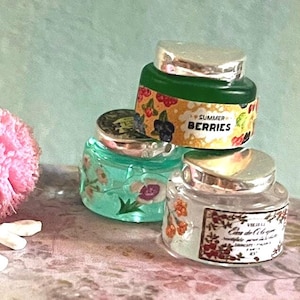 Dollhouse Make Up and Skin Care Jars | Miniature Makeup | Dollhouse Soap | Dollhouse Skin Care | Dollhouse Hair Care | 1/12 Scale | 1/6 scal
