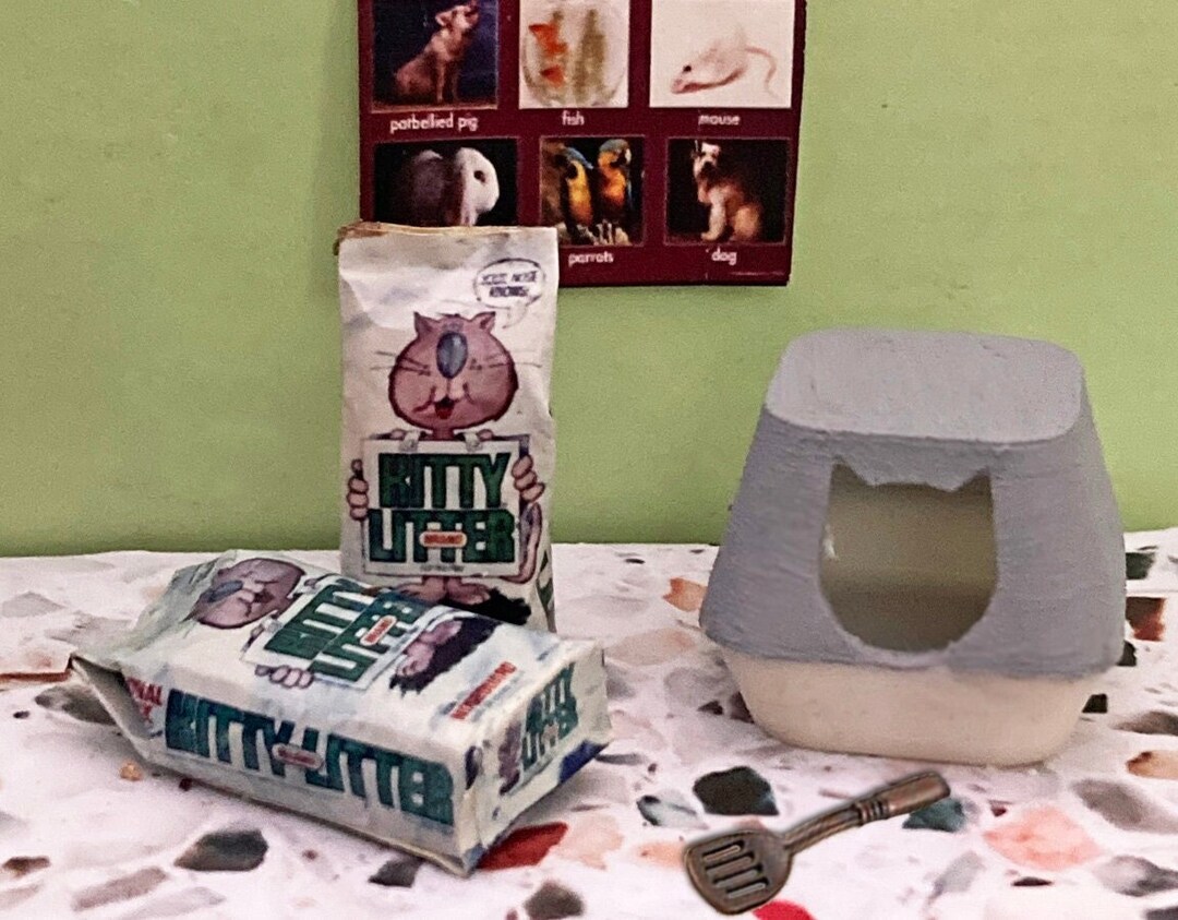 Dollhouse Cat Litter Box Set Miniature Cat Litter Box - Etsy