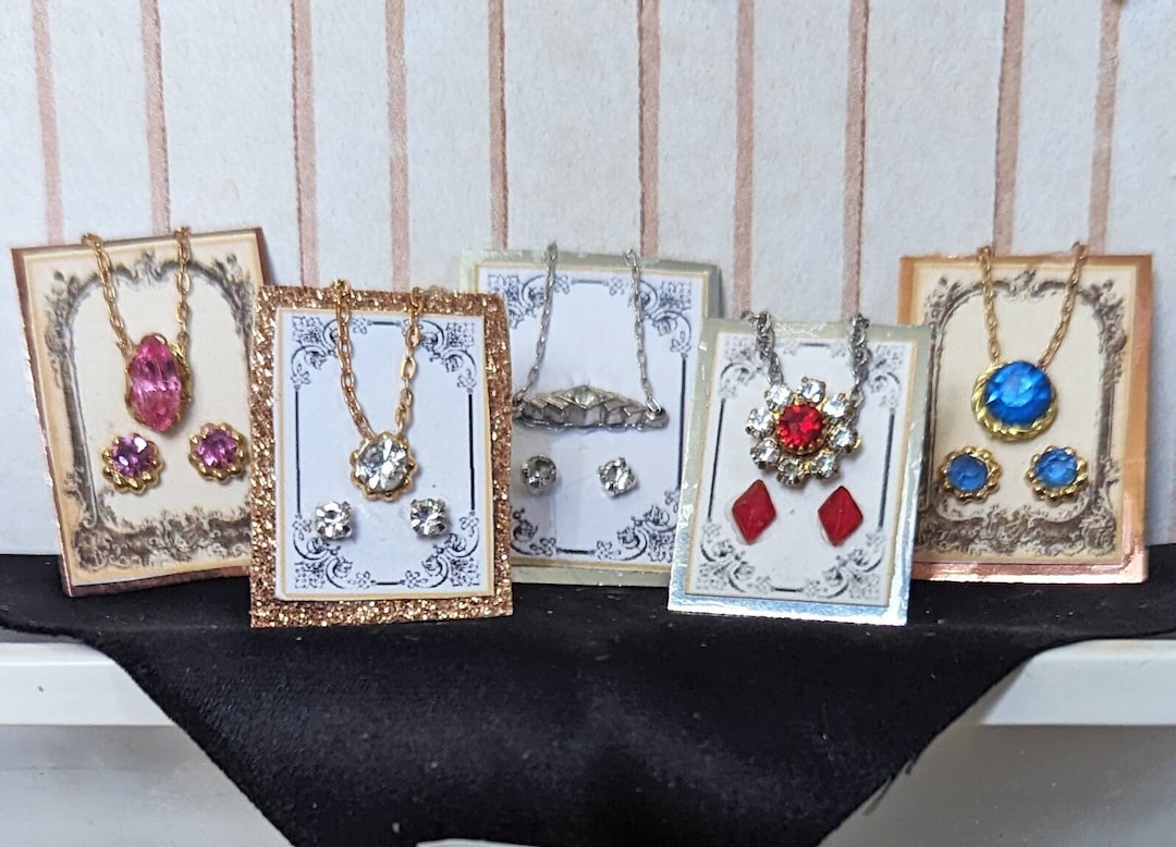 Dollhouse Necklace & Earring Set Miniature Jewelry Set Dollhouse