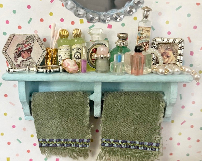 Dollhouse Bathroom Shelf With Towels Miniature Bathroom Etsy