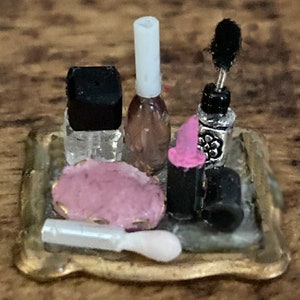 Dollhouse Makeup Tray | Miniature Makeup | Dollhouse Makeup | Dollhouse Cosmetics | Dollhouse Ladies Accessories | 1:12 scale