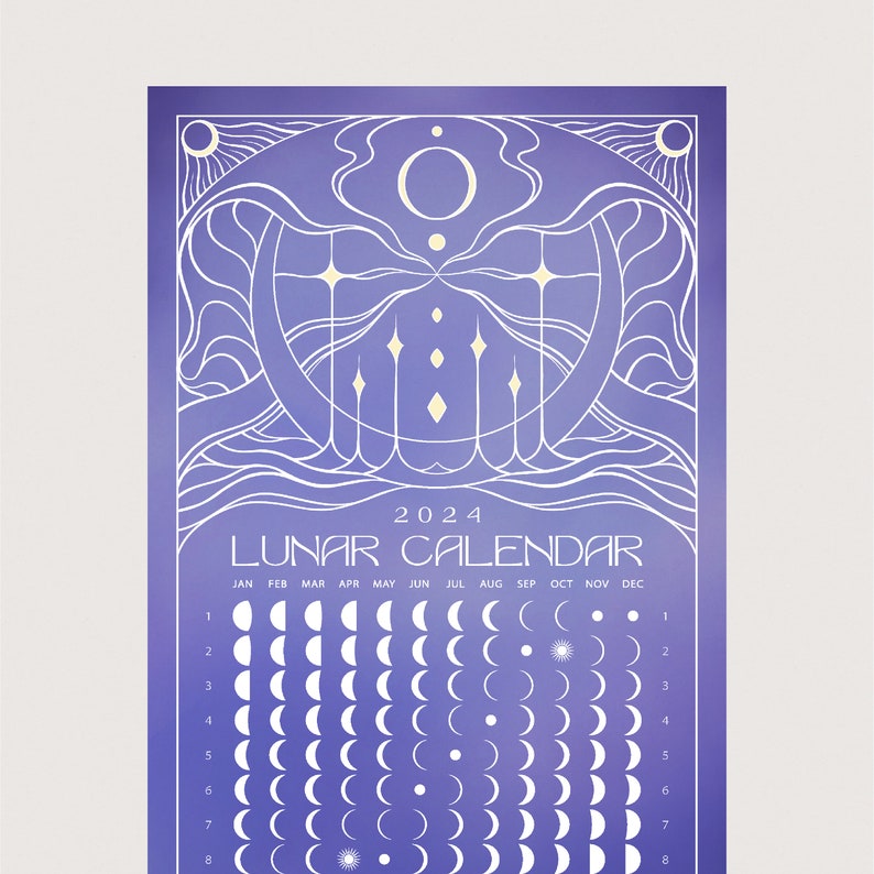 2024 MOON PHASE CALENDAR Lunar Cycle Tracker & Astrology Planner Violet