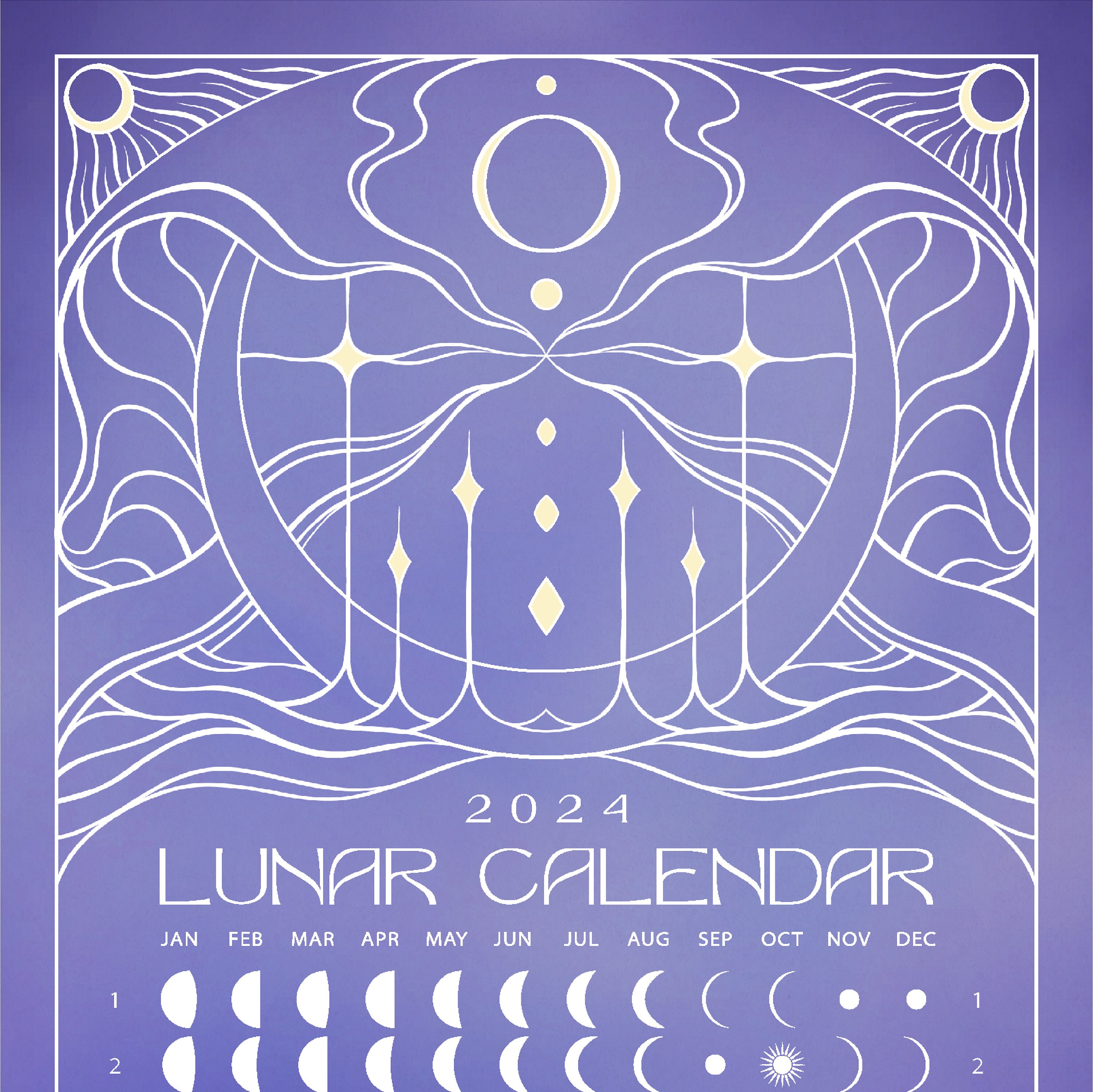 2024 MOON PHASE CALENDAR Lunar Cycle Tracker & Astrology Planner Violet