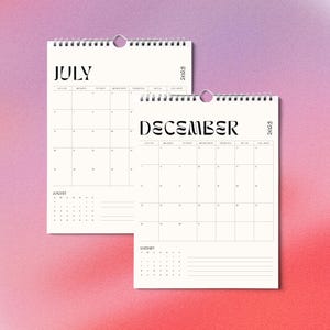 Calendario minimalista simple 2025 de 8,5 x 11 letras, moderno, elegante, de alta calidad, para 12 meses, encuadernación en espiral vertical