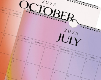 2025 Gradient Wall Calendar Aura light 8.5x11 Colorful Modern Elegant Organization High-Quality 12 Month Modern Aesthetic Planner Vertical