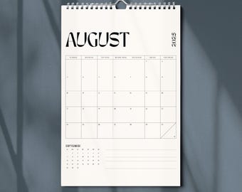 2025 Minimal Calendar 11x17 (A3) Modern Elegant Organization High-Quality 12 Month Calendar Planner | Vertical Spiral Bound