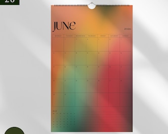 Calendario Chroma degradado 2026: Planificador grande y colorido de 11 x 17, diseño minimalista, papel satinado.