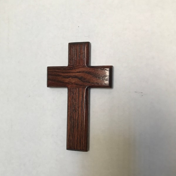 Solid Oak Wood Cross 4"x6" Finished in Red Mahogany color