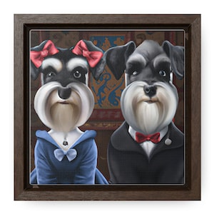 Schnauzer AI Art, Miniature Schnauzer Couple Square Frame Gallery Canvas Wraps, Dog Mom Gifts, Dog Lover Gift, "American Dogthic"