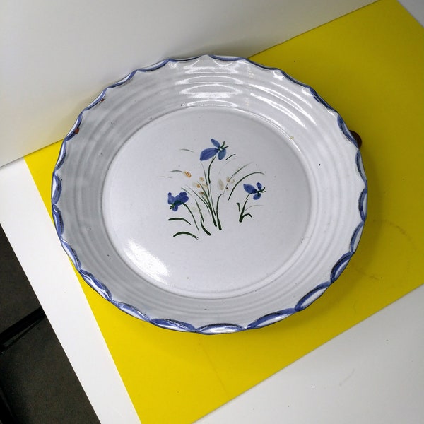 Owens Original Pottery Plate Hand Painted Iris