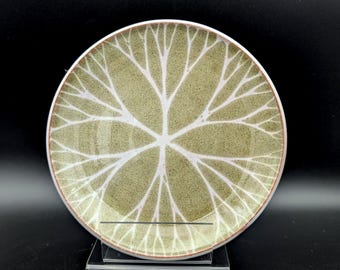 Jill Pryke Plate Spirograph Green Oatmeal like Glaze