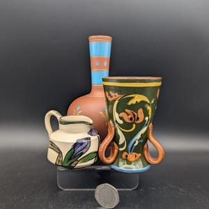 Watcombe Pottery Terracotta Vase + Small Jug + Tyg Vase