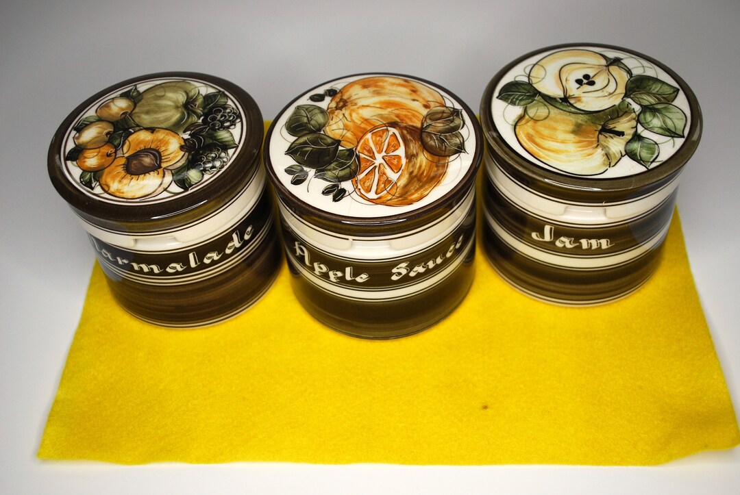 Jersey Pottery Storage Jars With Lid Hand Painted Etsy