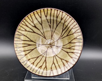 Jill Pryke Bowl Green Oatmeal like Glaze with Spirograph Like Pattern