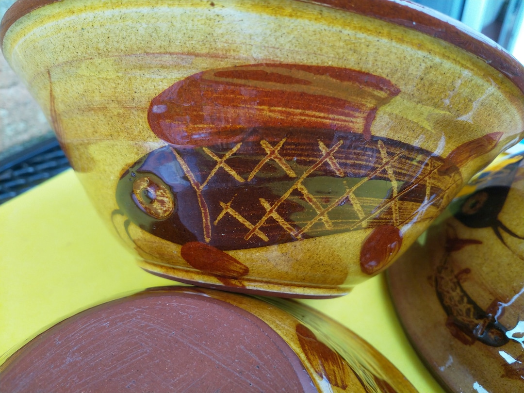 Axminster Pottery Bowl Fish Slip Designs - Etsy UK
