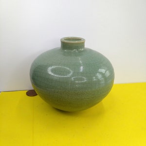Ehlers Lowerdown Studio Pottery Ovoid Vase with Possible Celadon Crackle Glaze