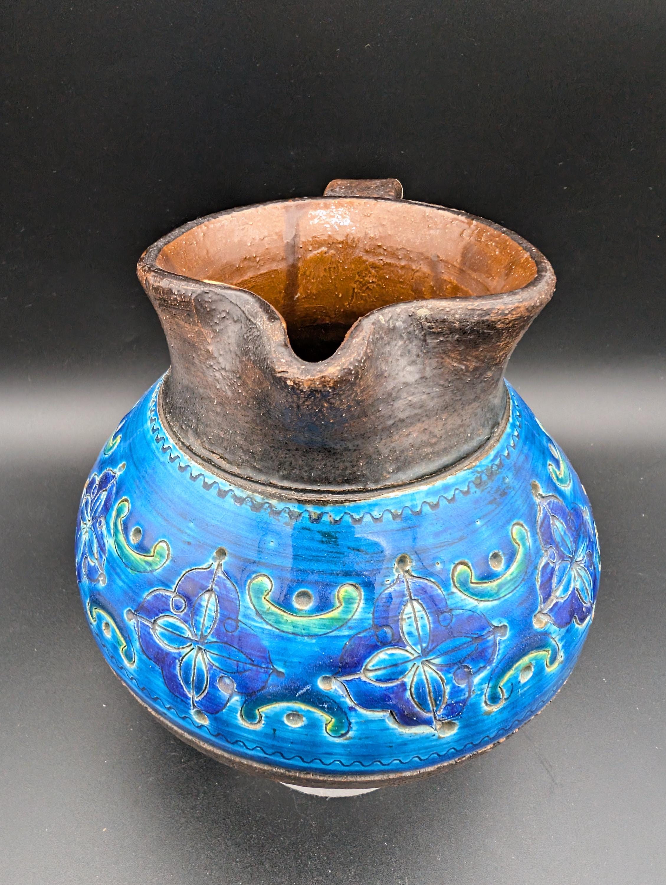 Bitossi Jug Semi Arabesque With Sgraffito Outlines in the Style of