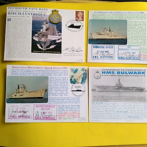 Carte postale navale HMS Illustrious HMS Invincible Deployment, HMS Bulwark commémoration de la mise en service du 40e