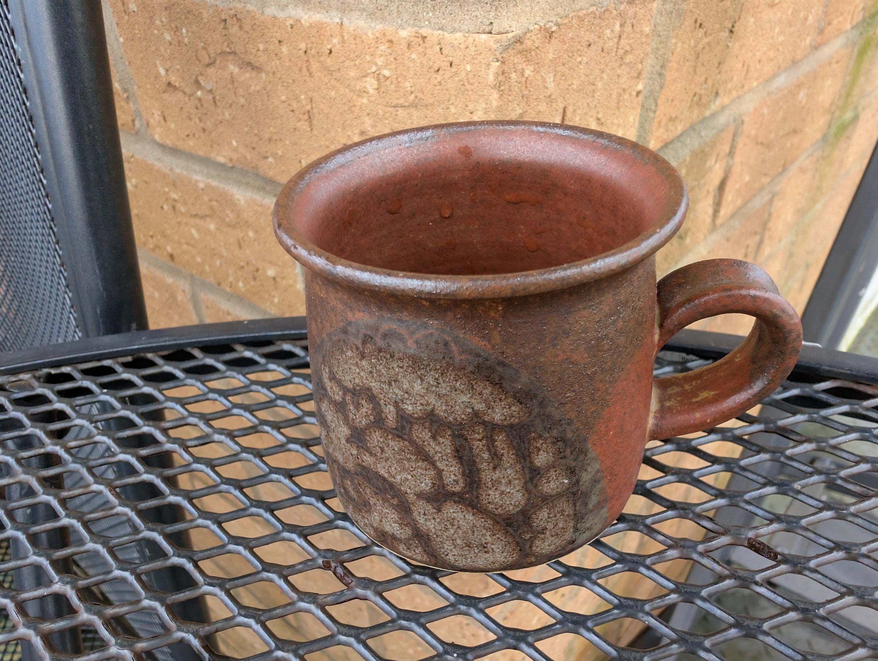 Diana Worthy Crich Pottery Cup & Side Plate: Russet Floral