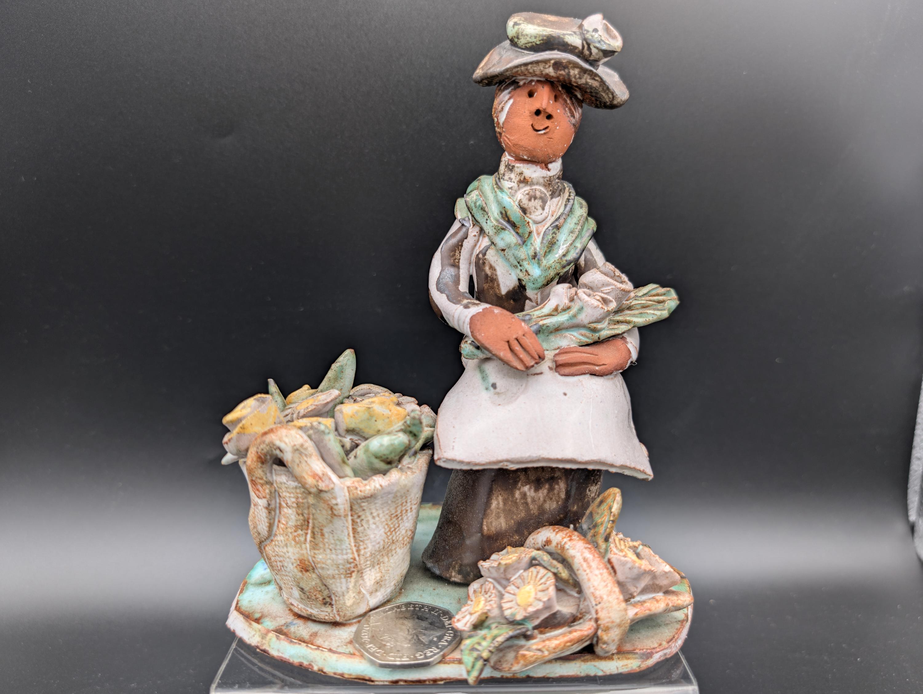 マリリン様オーダー品　作家 ハンドメイド 置物 アートフィギュア Marie Whitby Seven Springs Pottery Edwardian Woman Figurine With