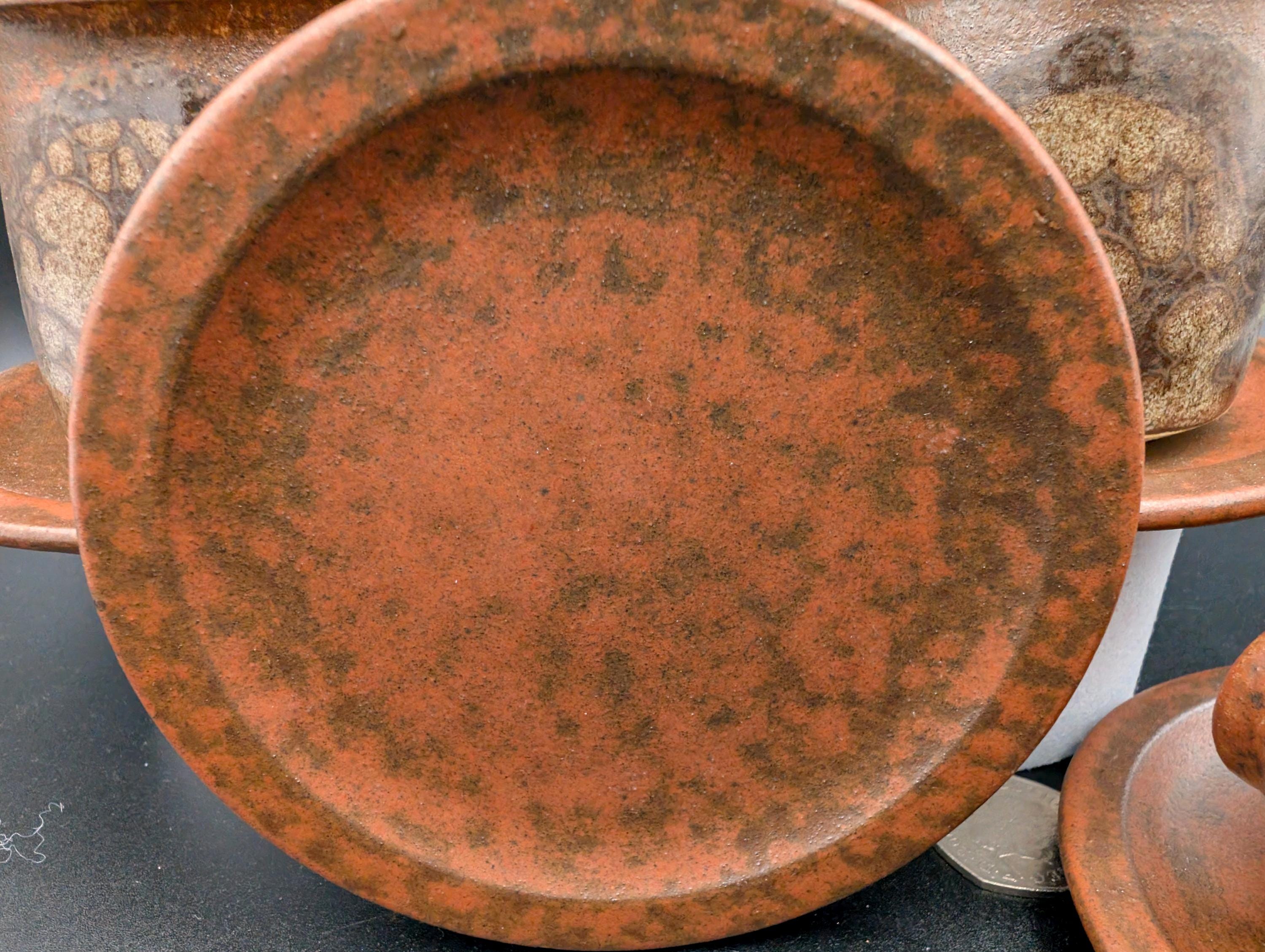 Diana Worthy Crich Pottery Cup & Side Plate: Russet Floral