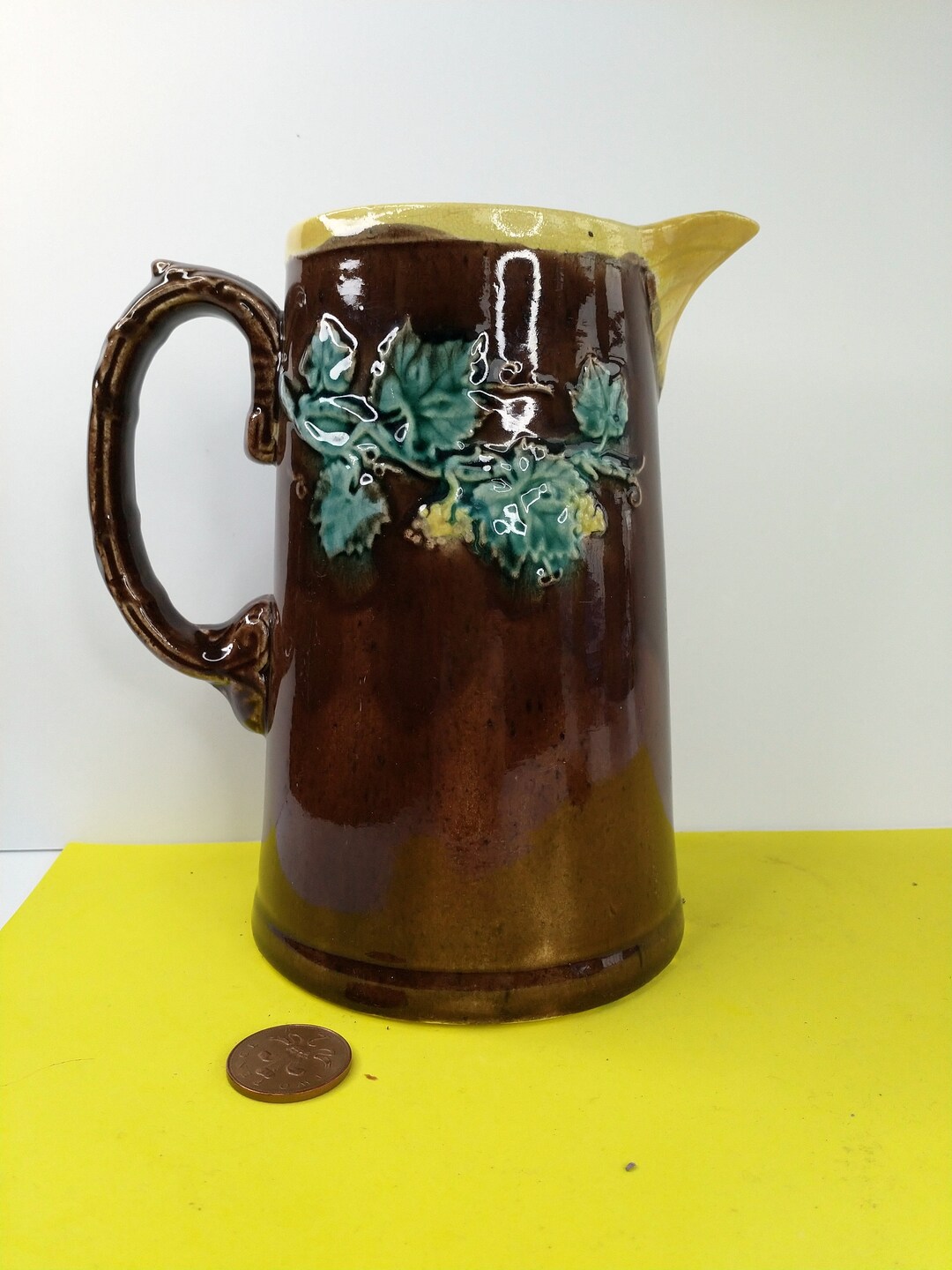 Majolica Jug Hand Painted With Flowers - Etsy