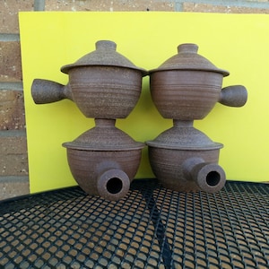 Studio Pottery Lidded Bowl with Side Handle
