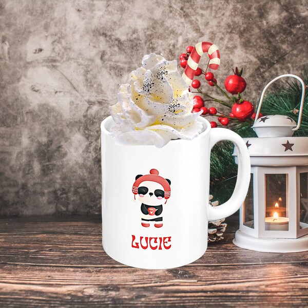 Merry Christmas gift, Panda Christmas mug, personalized hot chocolate mugs, funny coffee mugs