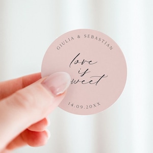 Love Is Sweet Sticker, Personalised Party Favour Stickers, Candy Favor Labels, Wedding Cupcake Label, Love Is Sweet Wedding Favor Stickers