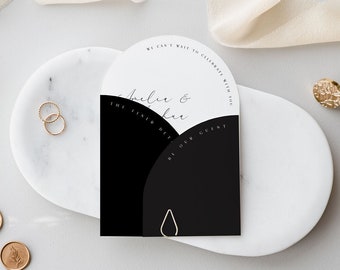 Half Arch Wedding Invitation Template Suite in Black and White