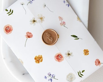 Printable Vellum Wrap, Floral Vellum Jacket, DIY Vellum Fold Template