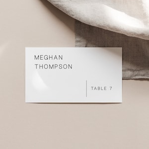 Afdrukbare sjabloon voor bruiloftskaartjes Minimalistisch ontwerp, elegante stoelkaarten, bewerken in Corjl