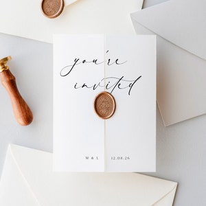 Modèle plié d'invitation de mariage avec code QR, modèle d'invitation tout-en-un imprimable DIY à trois volets, téléchargement immédiat