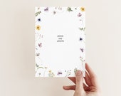 Printable Wildflower Wedding Invitation Template, Spring Wedding Invite, Watercolor Floral Wedding Invitations, Edit in Corjl