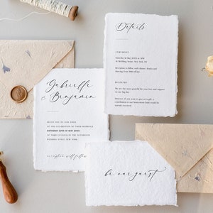 Calligraphy Wedding Invitation Template Suite with QR Code RSVP