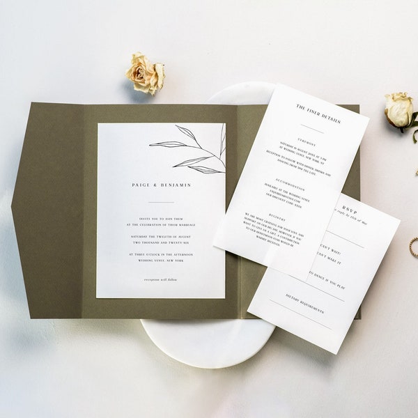 Printable Pocket Wedding Invitation Template Suite, DIY Wedding Set