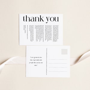 Moderne Dankeskarten-Postkartenvorlage, minimalistische versendbare Dankeskarten mit Typografie-Schrift, druckbare Dankesnotiz